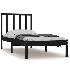 vidaXL Solid Wood Bed Black Pine 75x190 cm