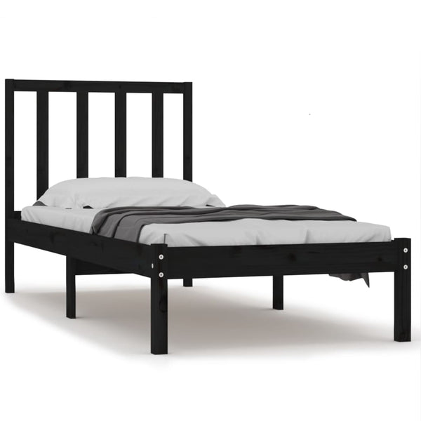 vidaXL Solid Wood Bed Black Pine 75x190 cm