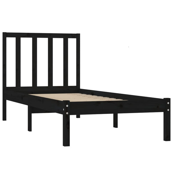 vidaXL Solid Wood Bed Black Pine 90x190 cm