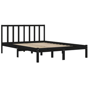 vidaXL Solid Wood Bed Black Pine 135x190 cm