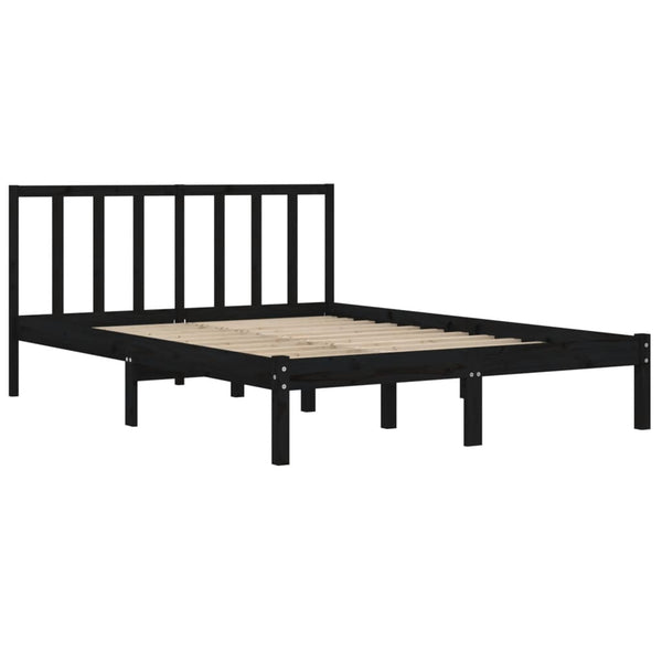 vidaXL Solid Wood Bed Black Pine 135x190 cm