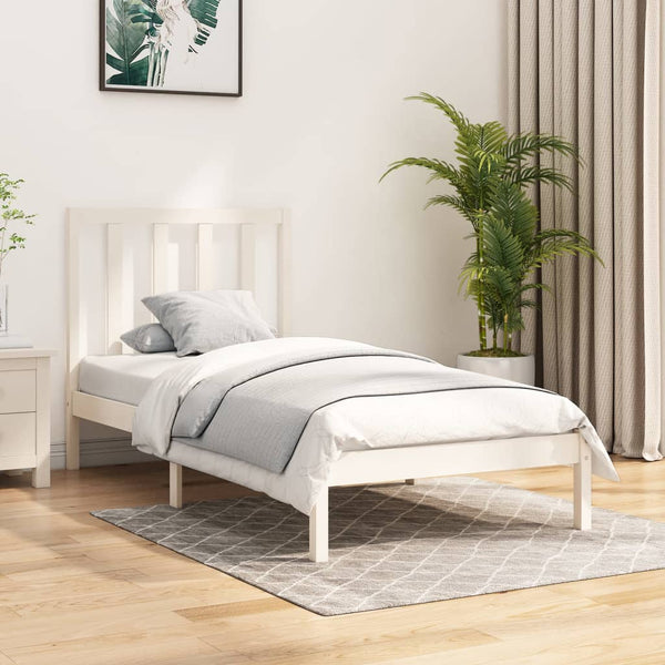 vidaXL Solid Wood Bed White Pine 75x190 cm