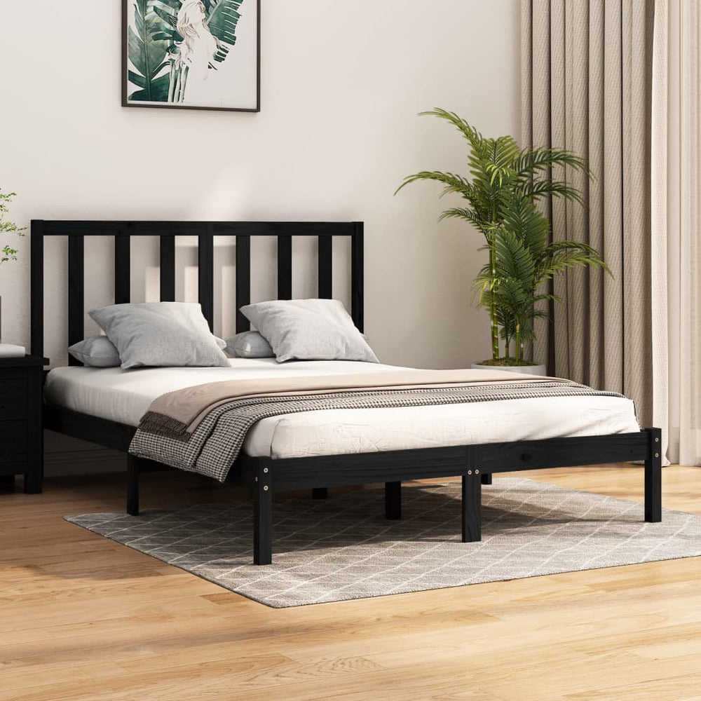 vidaXL Solid Wood Bed Black Pine 140x190 cm