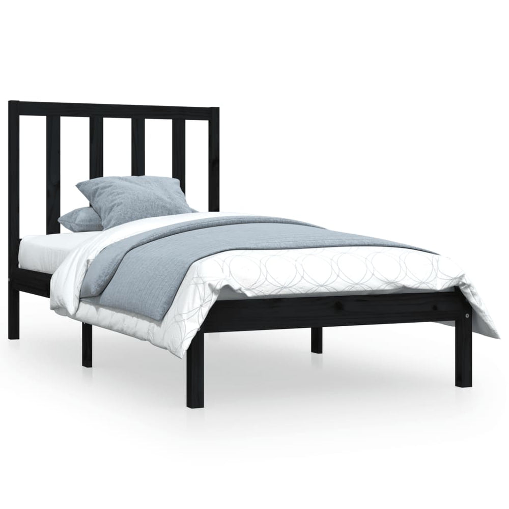 vidaXL Solid Pine Bed Black 100x200 cm