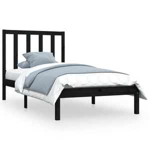 vidaXL Solid Pine Bed Black 100x200 cm