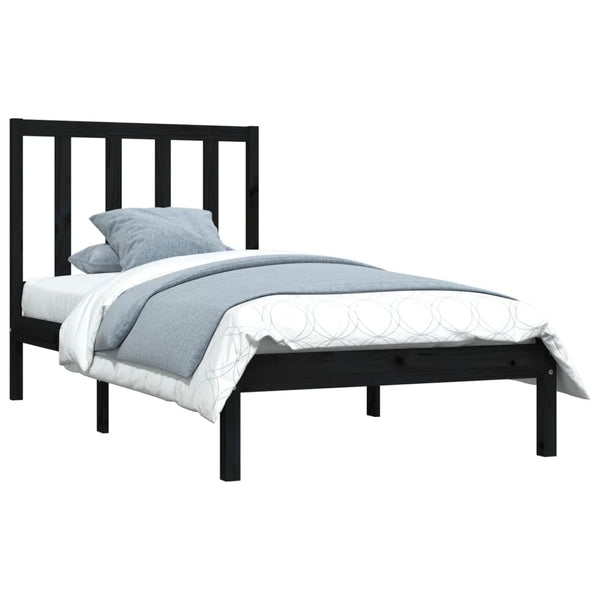 vidaXL Solid Pine Bed Black 100x200 cm