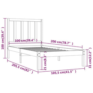 vidaXL Solid Pine Bed Black 100x200 cm