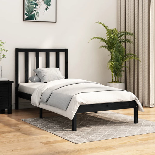 vidaXL Solid Pine Bed Black 100x200 cm