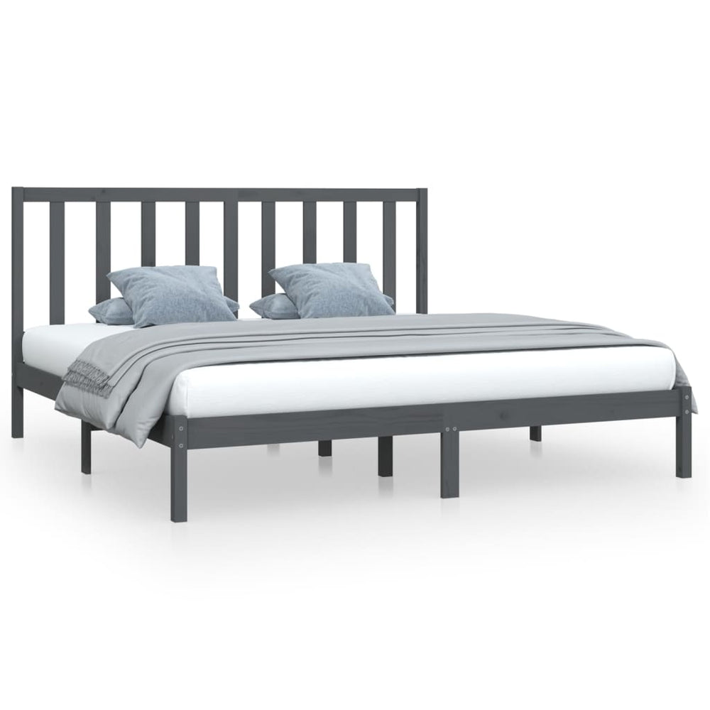 vidaXL Solid Wood Bed Grey Pine 200x200 cm