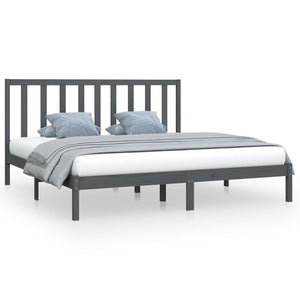vidaXL Solid Wood Bed Grey Pine 200x200 cm
