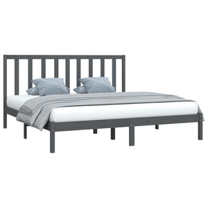 vidaXL Solid Wood Bed Grey Pine 200x200 cm