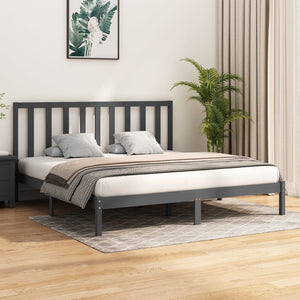 vidaXL Solid Wood Bed Grey Pine 200x200 cm