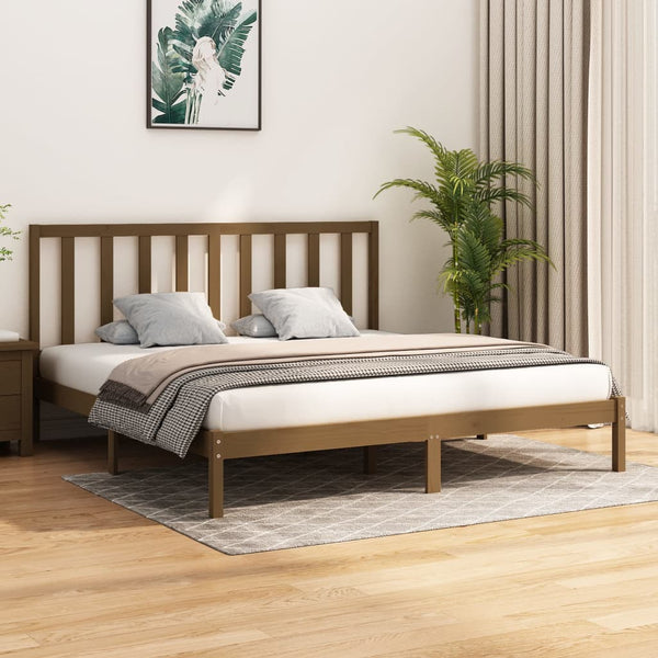 vidaXL Solid Wood Bed Honey Brown Pine 200x200 cm