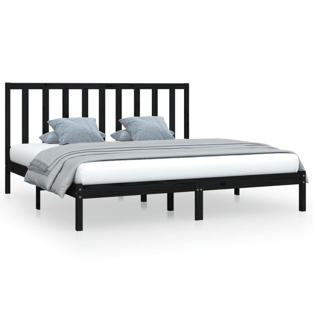 vidaXL Solid Wood Bed Black Pine 200x200 cm