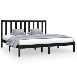 vidaXL Solid Wood Bed Black Pine 200x200 cm