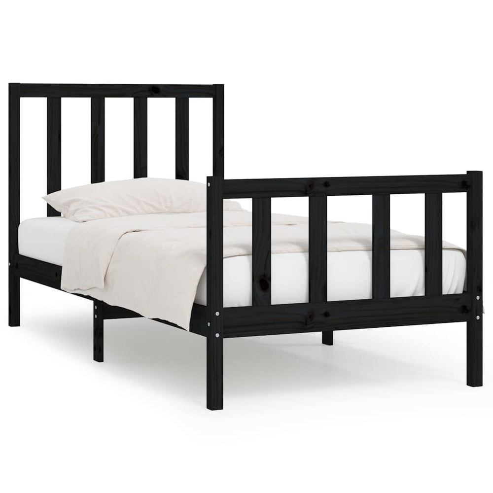 vidaXL Solid Wood Bed Black 75x190 cm