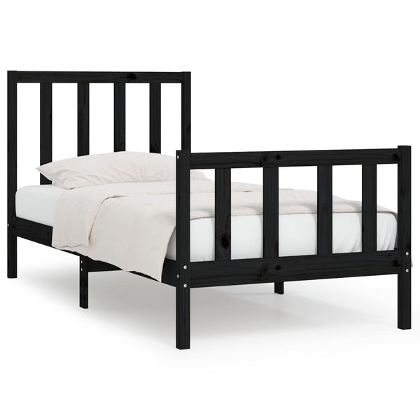 vidaXL Solid Wood Bed Black 75x190 cm