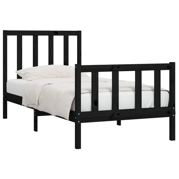 vidaXL Solid Wood Bed Black 75x190 cm