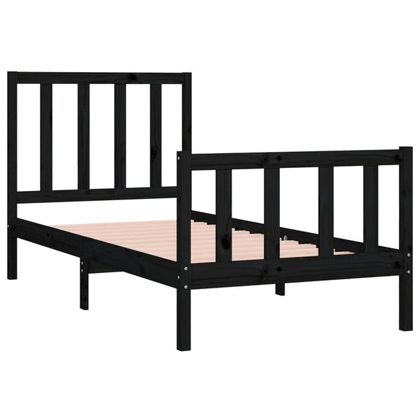 vidaXL Solid Wood Bed Black 75x190 cm