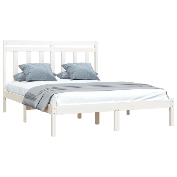 vidaXL Solid Wood Bed White 135x190 cm