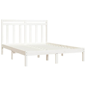 vidaXL Solid Wood Bed White 135x190 cm