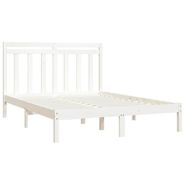 vidaXL Solid Wood Bed White 135x190 cm
