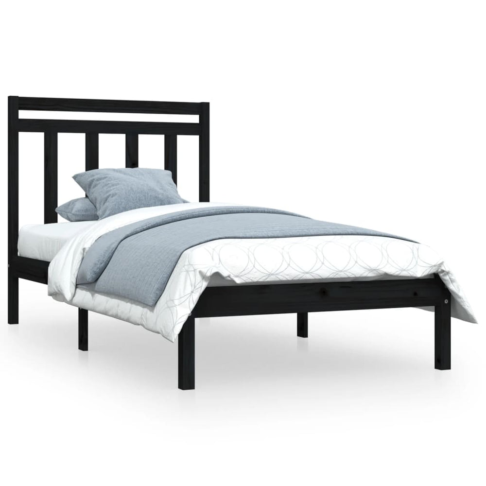 vidaXL Solid Wood Bed Black 100x200 cm