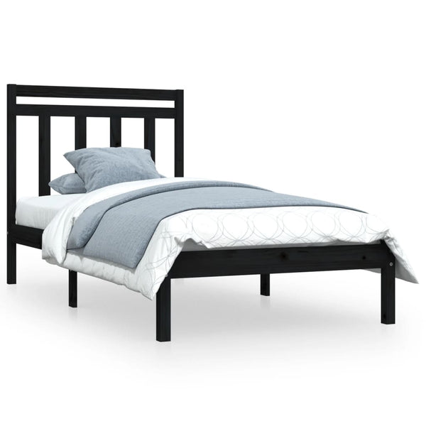 vidaXL Solid Wood Bed Black 100x200 cm