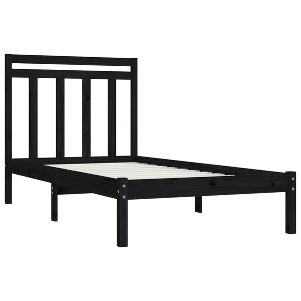 vidaXL Solid Wood Bed Black 100x200 cm