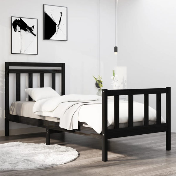 Massivholzbett Schwarz 75x190 cm