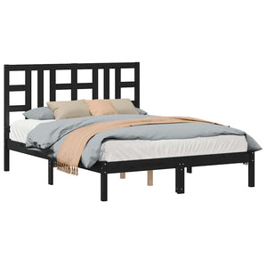 Massivholzbett Schwarz 140x190 cm
