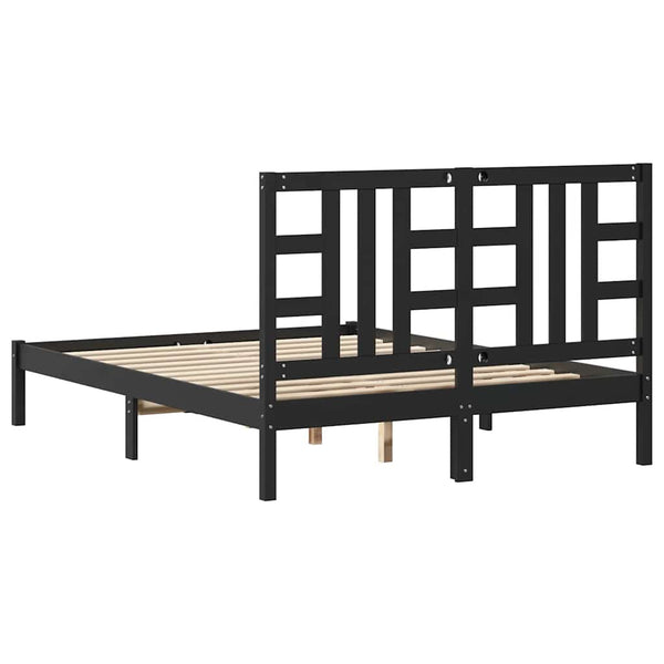 Massivholzbett Schwarz 140x190 cm