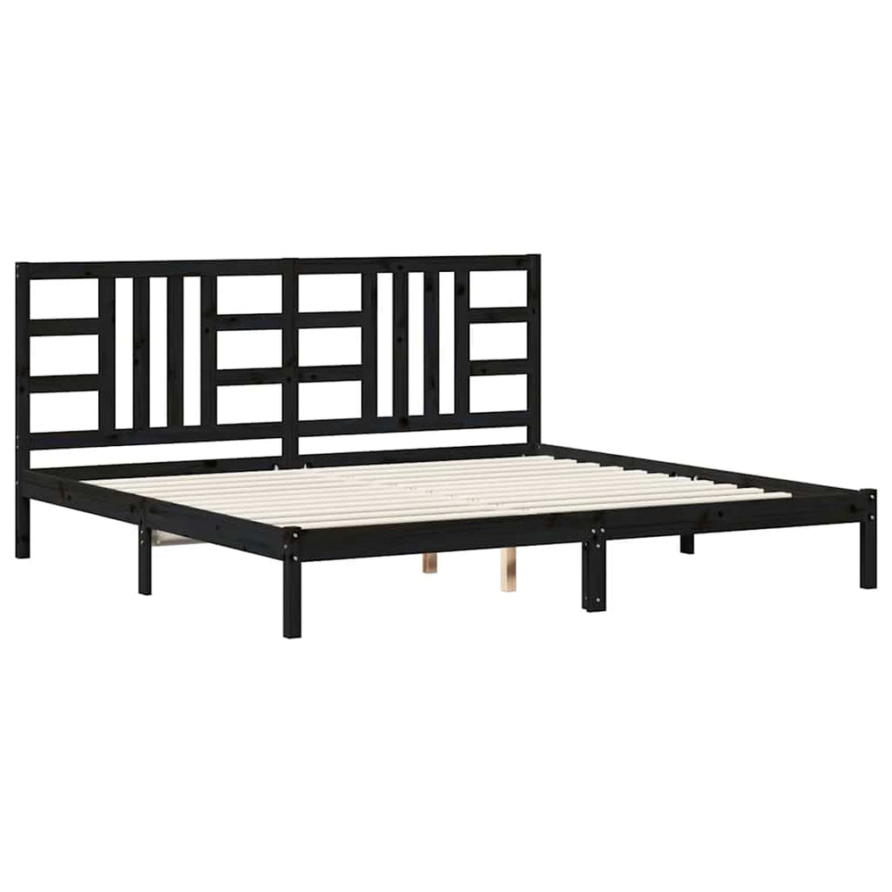 Massivholzbett Schwarz 200x200 cm