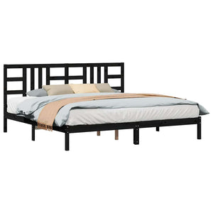 Massivholzbett Schwarz 200x200 cm
