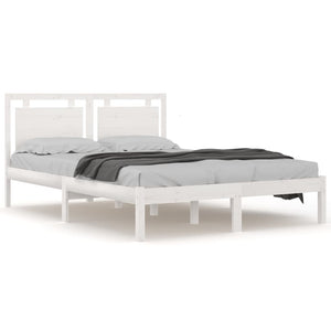 vidaXL Solid Wood Bed White 120x190 cm