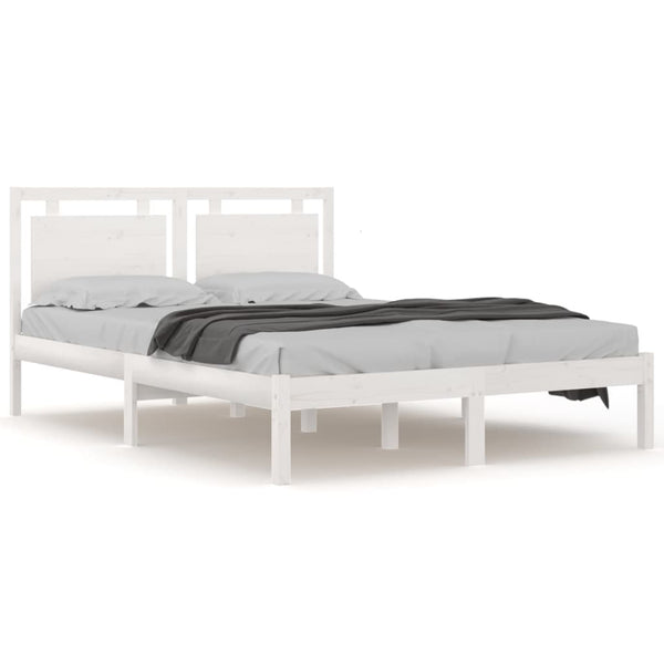 vidaXL Solid Wood Bed White 120x190 cm