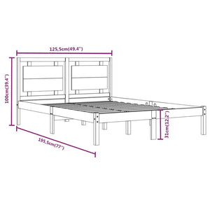 vidaXL Solid Wood Bed White 120x190 cm