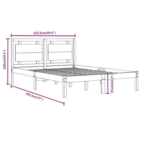 vidaXL Solid Wood Bed White 120x190 cm