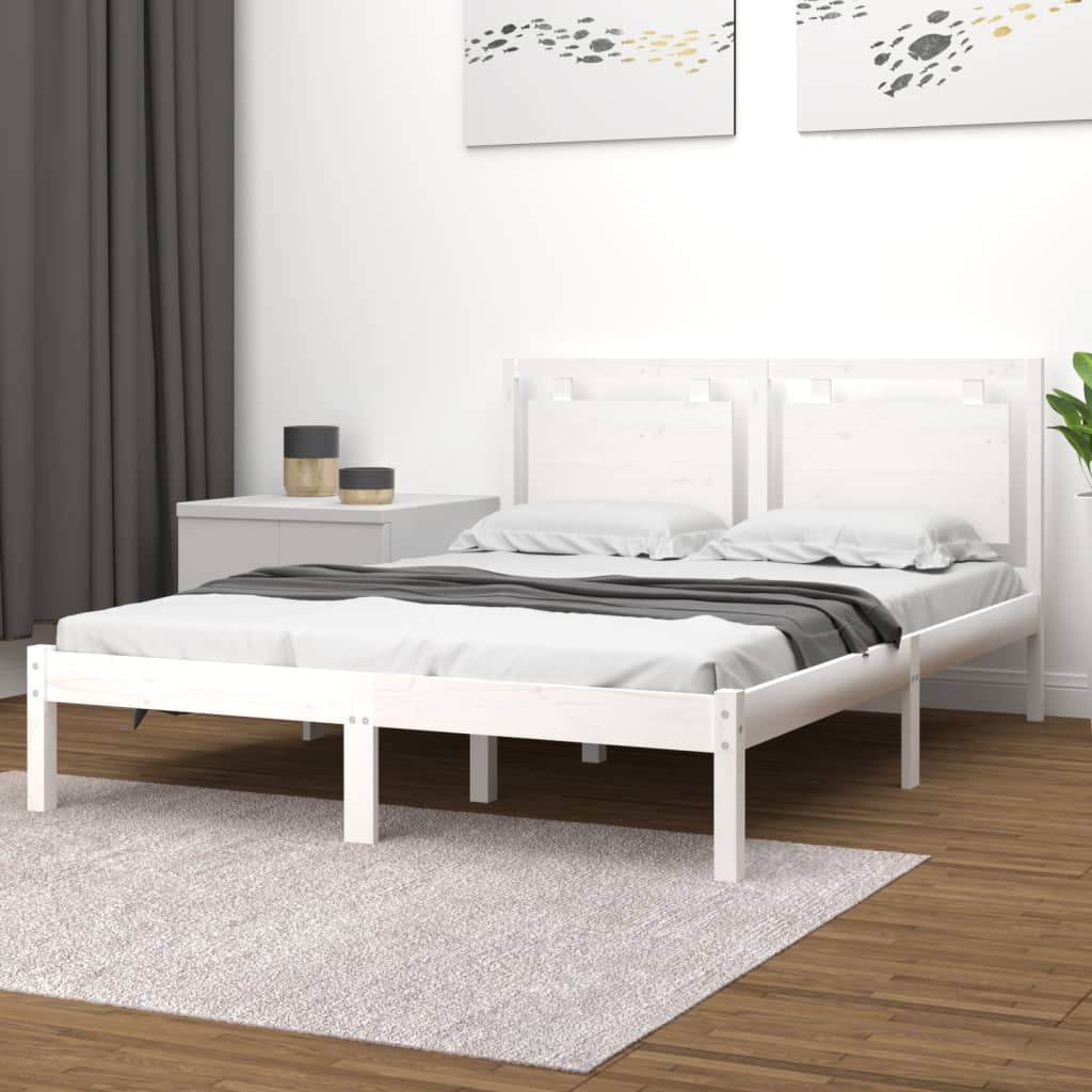 vidaXL Solid Wood Bed White 120x190 cm