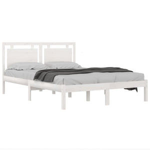vidaXL Solid Wood Bed White 135x190 cm