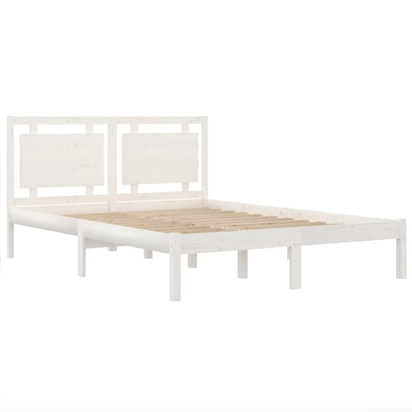 vidaXL Solid Wood Bed White 135x190 cm
