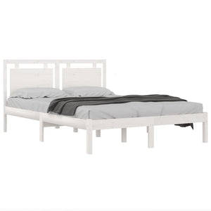 vidaXL Solid Wood Bed White 140x190 cm