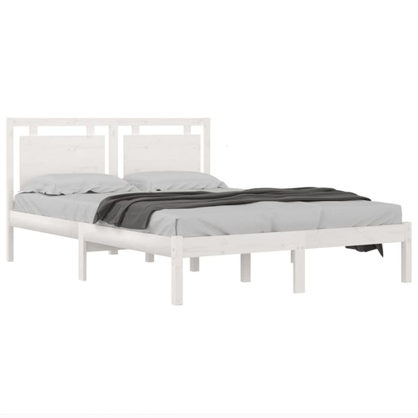 vidaXL Solid Wood Bed White 140x190 cm