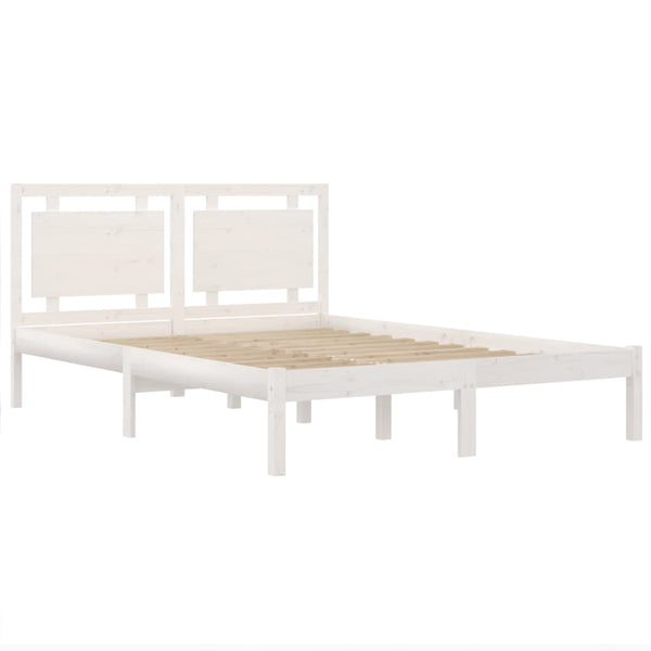 vidaXL Solid Wood Bed White 140x190 cm