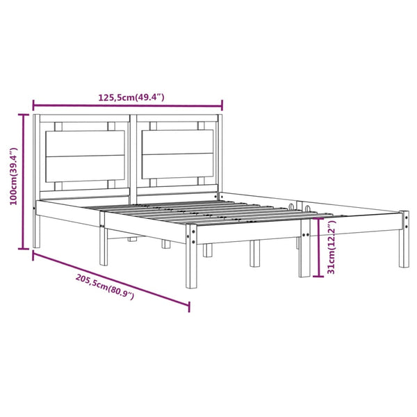 vidaXL Solid Pine Bed White 120x200 cm