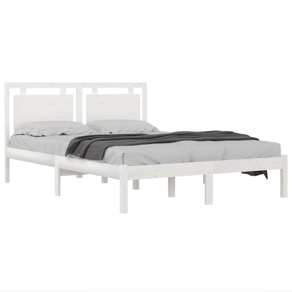 vidaXL Solid Wood Bed White 140x200 cm