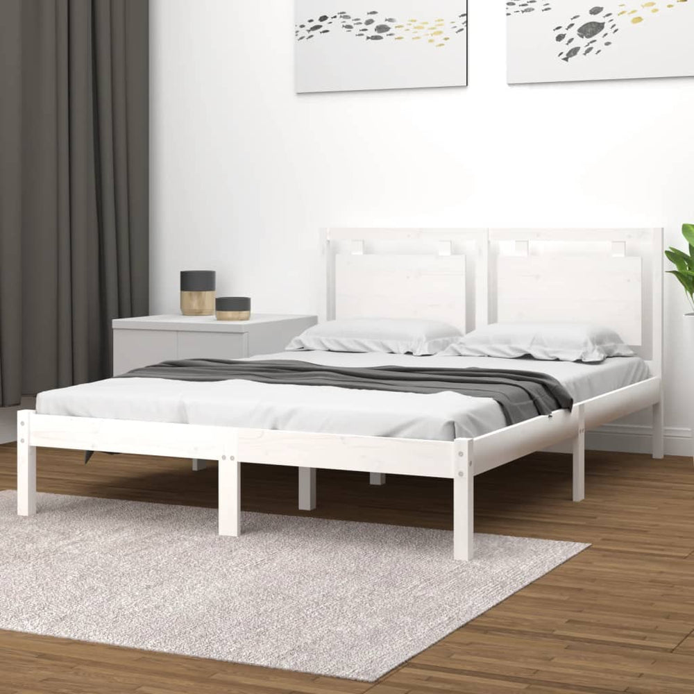 vidaXL Solid Wood Bed White 140x200 cm