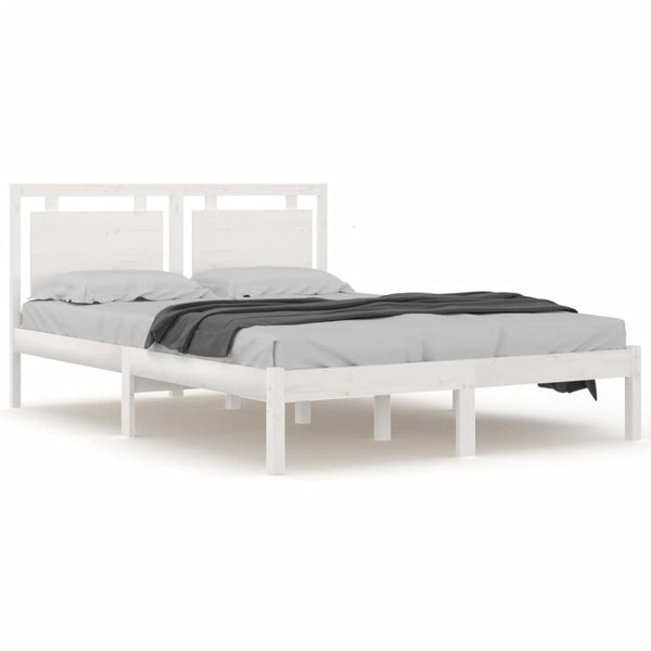 vidaXL Solid Pine Wood Bed White 160x200 cm