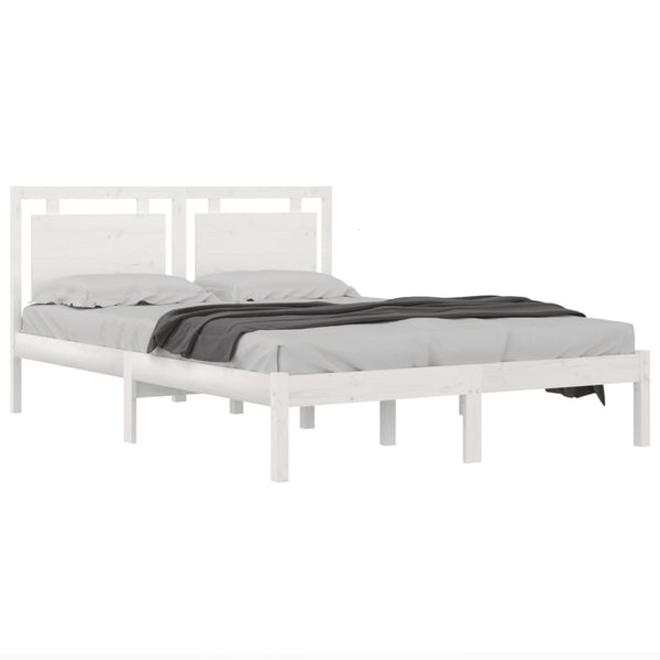 vidaXL Solid Pine Wood Bed White 160x200 cm