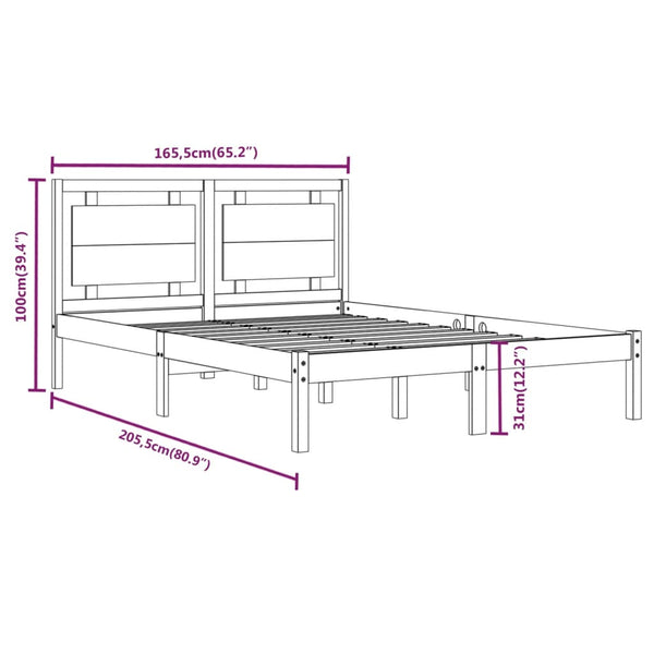 vidaXL Solid Pine Wood Bed White 160x200 cm